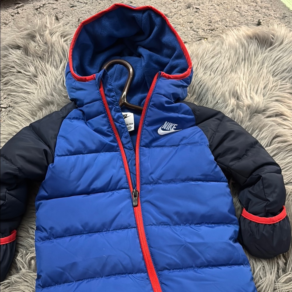 Nike Baby Boy’s Outerwear . Blue & Black Puffer snowsuit.